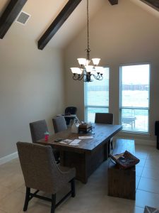 beamed ceiling dining room before